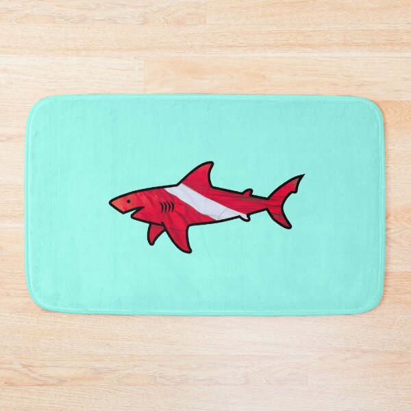 Item preview, Version 7: Diver Down Flag Shark T-Shirt or Sticker, Scuba Diving Shirt tshirt, Bull Shark tee, Great White Shark t-shirt, bold vector art of modern take on beach sharks. designed and sold by markmm9.