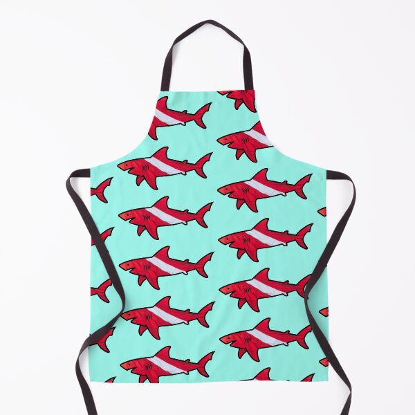 Item preview, Version 7: Diver Down Flag Shark T-Shirt or Sticker, Scuba Diving Shirt tshirt, Bull Shark tee, Great White Shark t-shirt, bold vector art of modern take on beach sharks. designed and sold by markmm9.