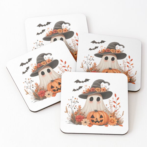 Item preview, Adorable Ghost with Autumn Leaves designed and sold by DigiHouse.