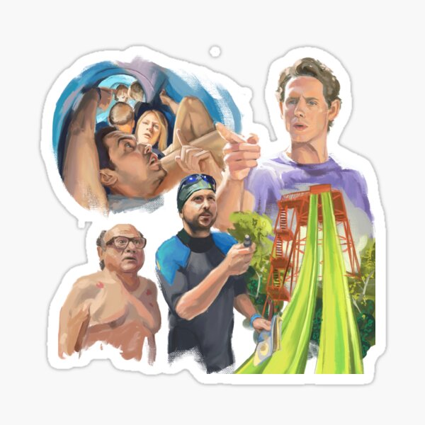 The gang goes to a water park (no background - shirts, bags, etc) Sticker