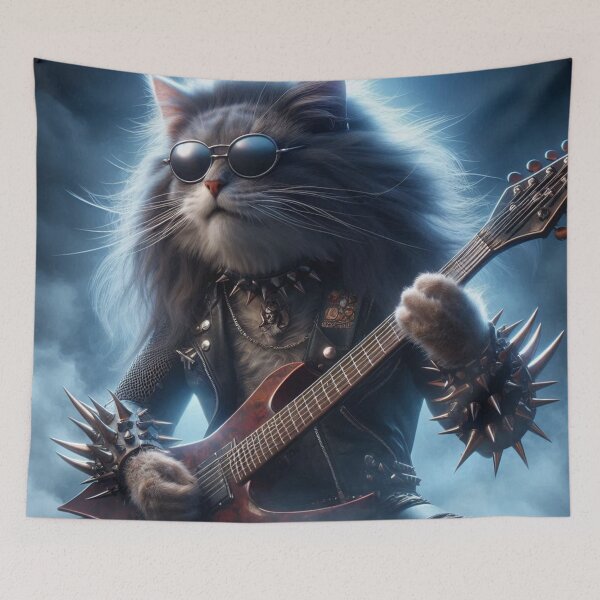 Item preview, Rockstar Whiskers | Punk-Rock Cat Playing Electric Guitar at Concert designed and sold by tuschollos.