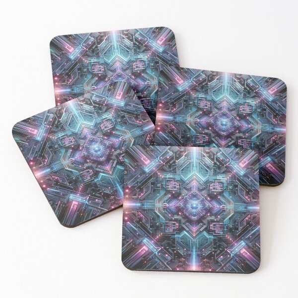 Item preview, Neon Nexus | Futuristic Digital Cityscape with Neon Light and Kaleidoscopic Symmetry designed and sold by tuschollos.