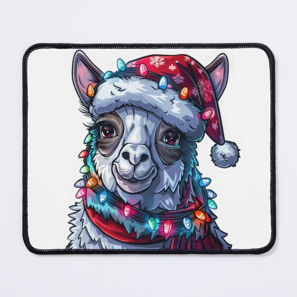 Item preview, Hyper Realistic Llama with Christmas Lights, Santa Hat, and Scarf designed and sold by tjnextgen99.