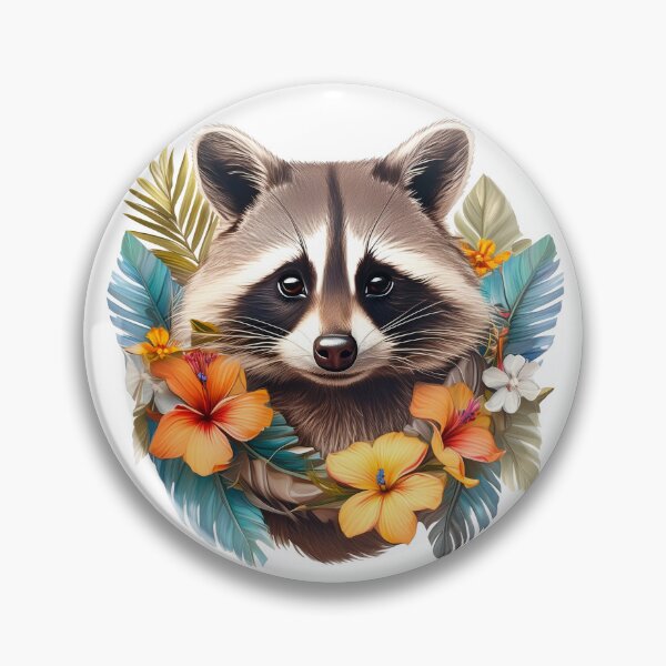 Item preview, Tropical Raccoon with Hawaiian Flowers designed and sold by Eamornia.
