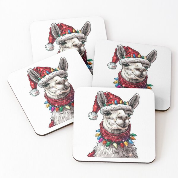 Item preview, Festive Llama Sticker with Christmas Lights, Santa Hat, and Scarf designed and sold by tjnextgen99.