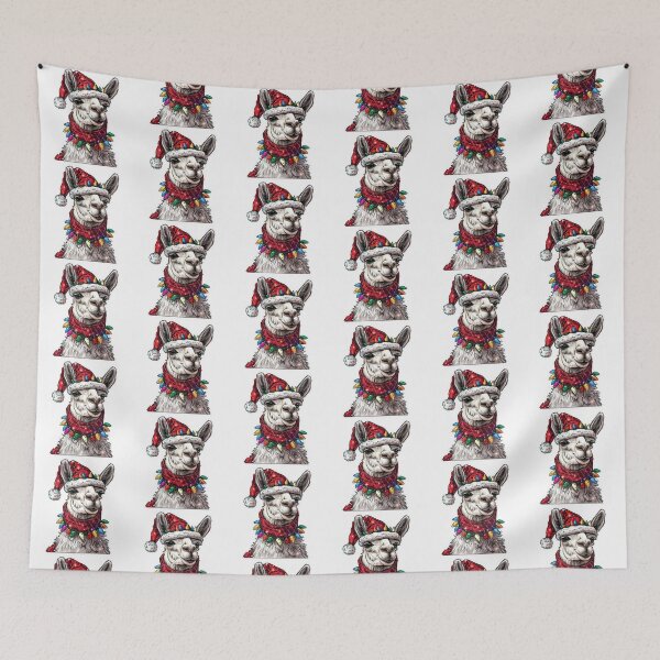 Item preview, Festive Llama Sticker with Christmas Lights, Santa Hat, and Scarf designed and sold by tjnextgen99.