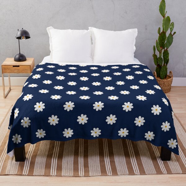 Item preview, Navy Blue and white simple daisy flower pattern designed and sold by Inktown.