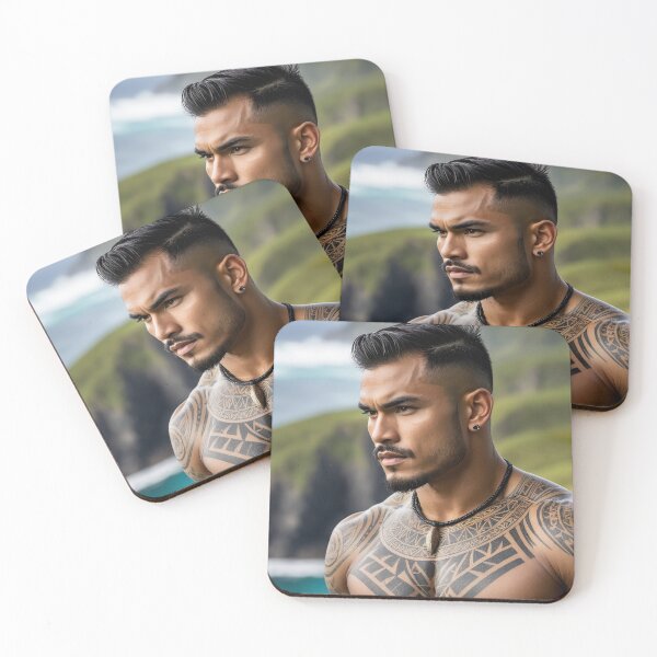 Item preview, Coastal Guardian: Polynesian Warrior with Traditional Tattoos designed and sold by InkDazzle.