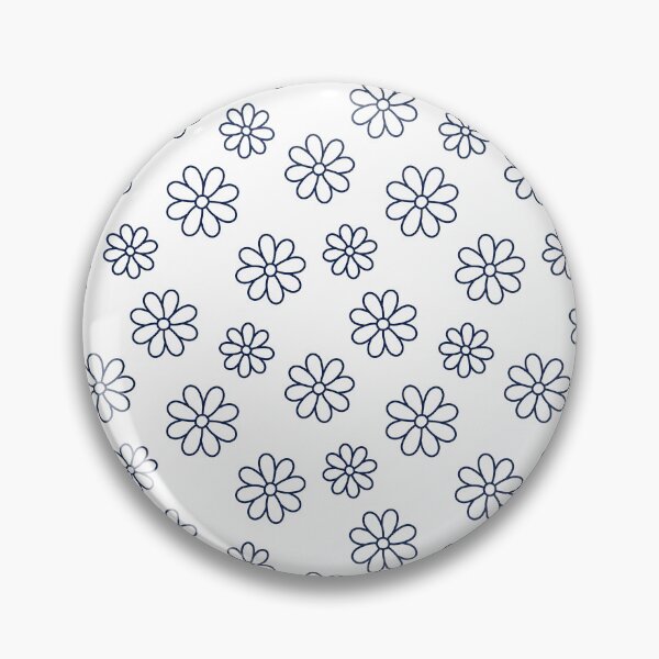 Item preview, Navy Blue and white simple daisy flower line art pattern designed and sold by Inktown.