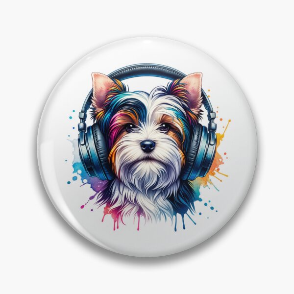 Item preview, Biewer Terrier with Headphones designed and sold by MyCozyCorner24.