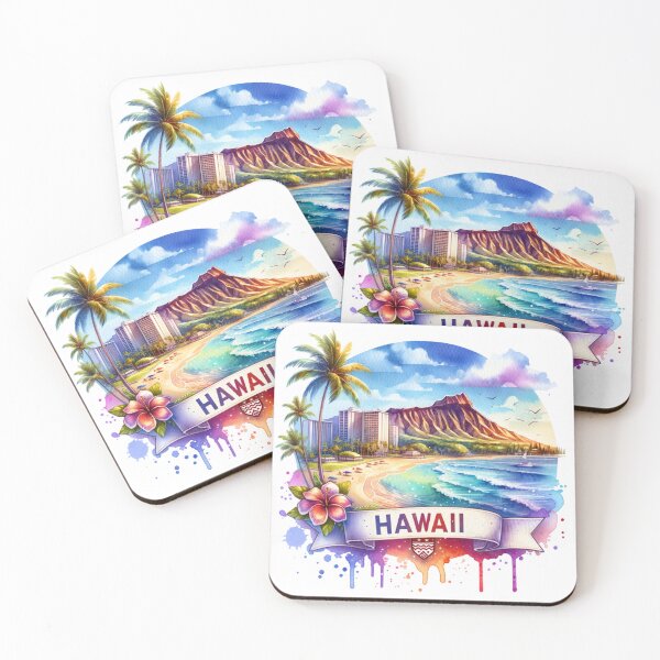 Item preview, Vintage US State Watercolor Maps – hawaii - Retro Travel Art for T-Shirts, Mugs, Stickers & More designed and sold by artedigital99.