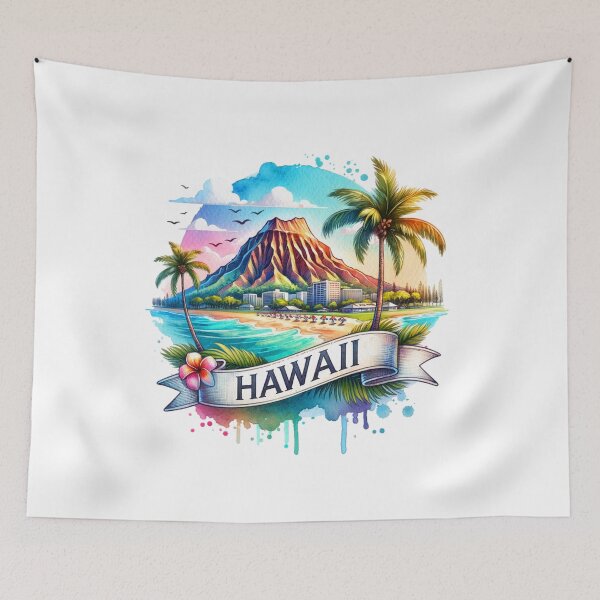 Artikelvorschau, Vintage Aquarellkarten der US-Bundesstaaten – HAWAII – Retro-Reisekunst für T-Shirts, Tassen, Aufkleber und mehr entworfen und verkauft von artedigital99.