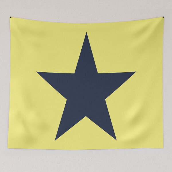 Item preview, Single NAVY BLUE STAR on a YELLOW Background designed and sold by RachelMacht.