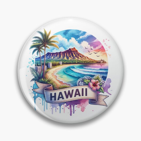 Artikelvorschau, Vintage Aquarellkarten der US-Bundesstaaten – HAWAII – Retro-Reisekunst für T-Shirts, Tassen, Aufkleber und mehr entworfen und verkauft von artedigital99.