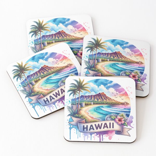 Item preview, Vintage US State Watercolor Maps – HAWAII - Retro Travel Art for T-Shirts, Mugs, Stickers & More designed and sold by artedigital99.