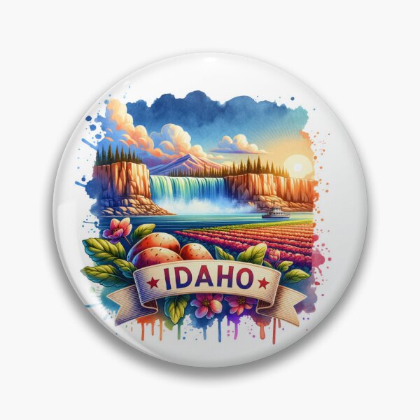 Artikelvorschau, Vintage-Aquarellkarten der US-Bundesstaaten – IDAHO – Retro-Reisekunst für T-Shirts, Tassen, Aufkleber und mehr entworfen und verkauft von artedigital99.