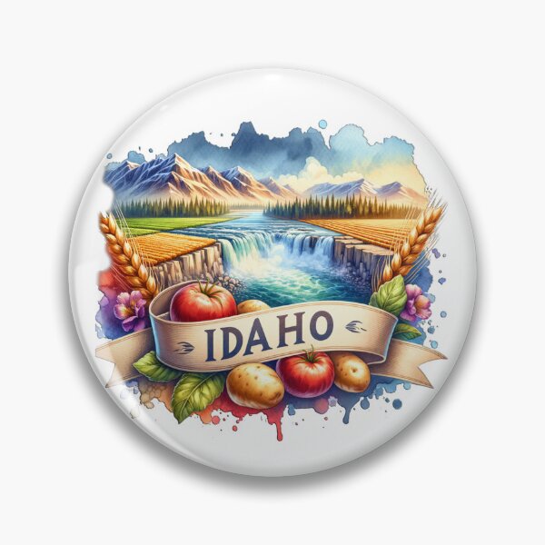 Artikelvorschau, Vintage-Aquarellkarten der US-Bundesstaaten – IDAHO – Retro-Reisekunst für T-Shirts, Tassen, Aufkleber und mehr entworfen und verkauft von artedigital99.