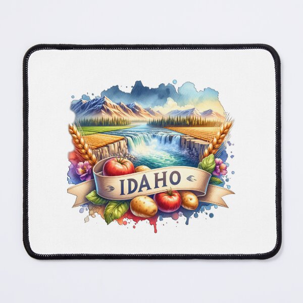 Artikelvorschau, Vintage-Aquarellkarten der US-Bundesstaaten – IDAHO – Retro-Reisekunst für T-Shirts, Tassen, Aufkleber und mehr entworfen und verkauft von artedigital99.
