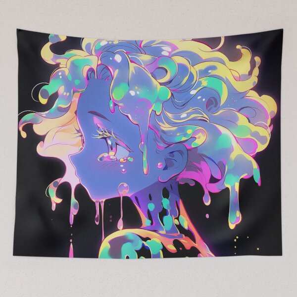 Item preview, Colorful Surreal Sad Slime Anime Girl designed and sold by bubblegoth.