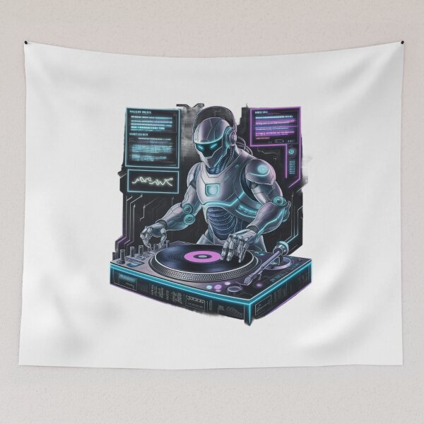 Item preview, Futuristic Robot DJ Mixing Beats designed and sold by MyNiceDesigns.