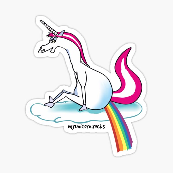 Einhorn pupst Regenbogen Sticker