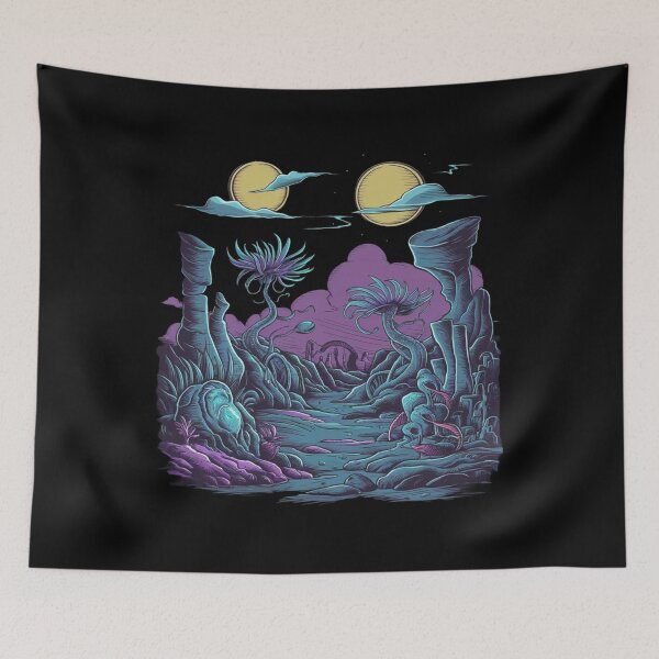 Item preview, Surreal Alien Landscape with Twin Suns designed and sold by MyNiceDesigns.