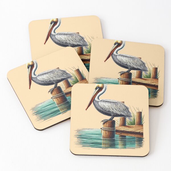 Item preview, Pelican on Piling Artistic Design designed and sold by SandbarTees.
