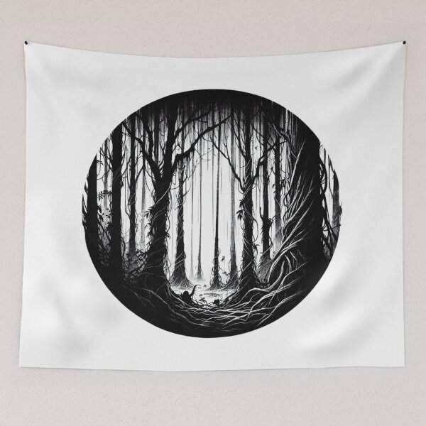 Item preview, Black forest, Gothic-style artwork, ink, feather, dark emotions designed and sold by DotLineColor.