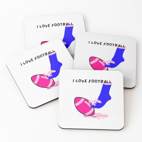 Artikelvorschau, Ich liebe Fußball. Rosa Fußball mit blauer Socke und rosa Tropfen entworfen und verkauft von DirtySports.