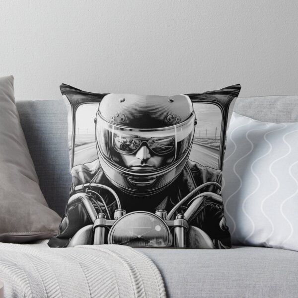 Item preview, Motorcycle and motorcyclist on the road, black and white graphics designed and sold by DotLineColor.
