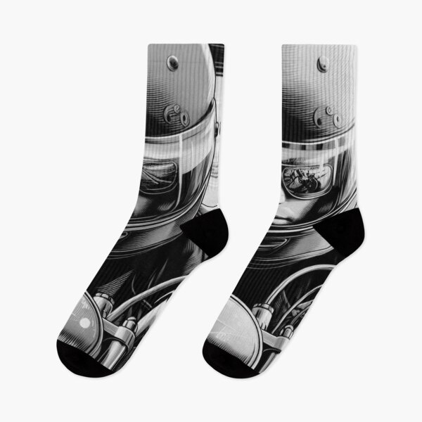 Item preview, Motorcycle and motorcyclist on the road, black and white graphics designed and sold by DotLineColor.