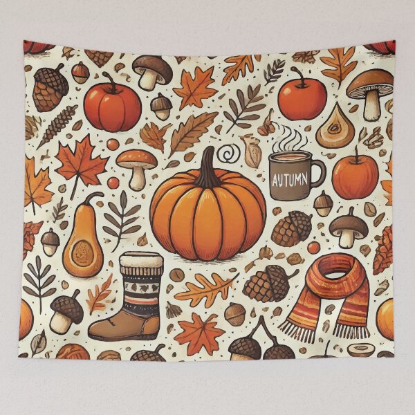 Item preview, Charming Autumn Pattern Design: Pumpkins, Leaves, and Cozy Elements designed and sold by DuxDesigns.
