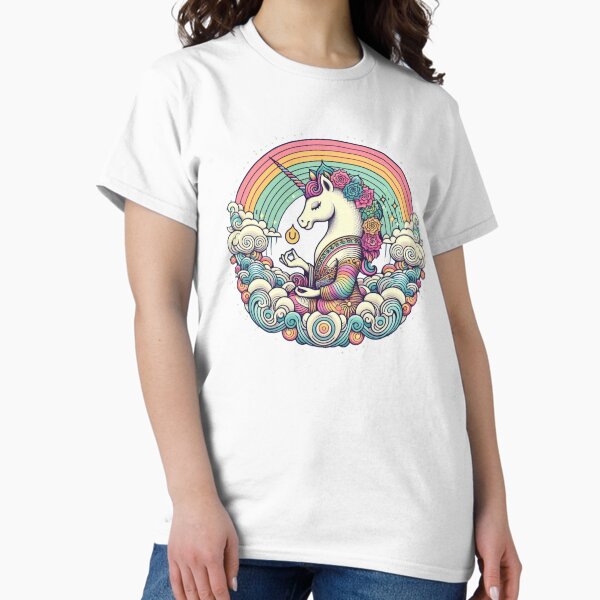 Aperçu de l'œuvre Licorne arc-en-ciel Zen Namaste créée et vendue par silklotus.