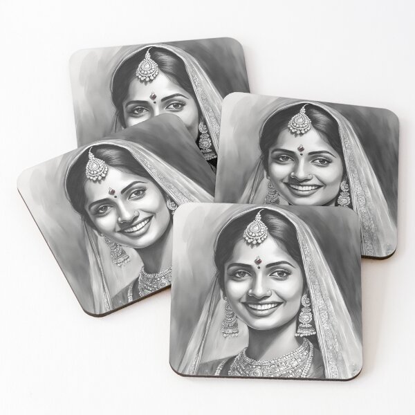 Item preview, Exquisite Sketch of a Smiling Indian Bride designed and sold by DesignsCreative.