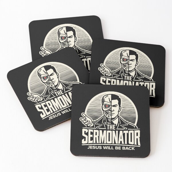 Item preview, SERMONATOR - JESUS WILL BE BACK - Pastor Preacher Robot Man designed and sold by Glory After Tears.