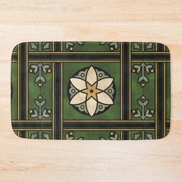 Item preview, Green Geometric Flower Tile Reproduction designed and sold by MadeByGeeClowes.