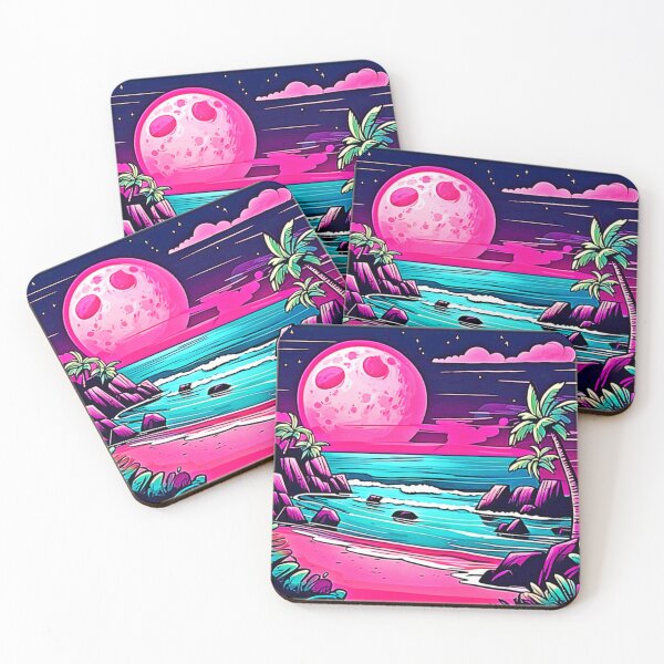Item preview, Vibrant Pink Moon Beach designed and sold by Health And Fitness Posts e-Store.