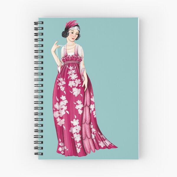 Item preview, Magenta floral gown fashion illustration 1914 designed and sold by Julie-Matthews.