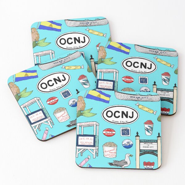 Item preview, Ocean City New Jersey Pattern - Aqua designed and sold by Elizabeth Weglein.