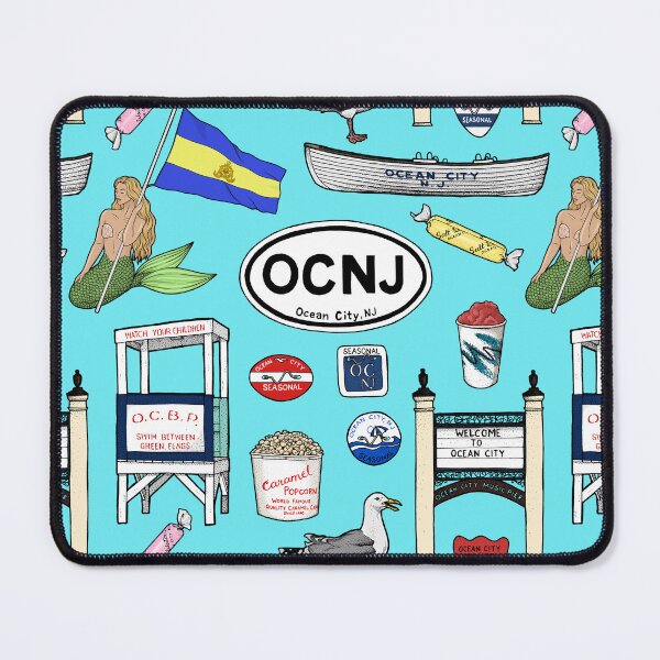 Item preview, Ocean City New Jersey Pattern - Aqua designed and sold by Elizabeth Weglein.