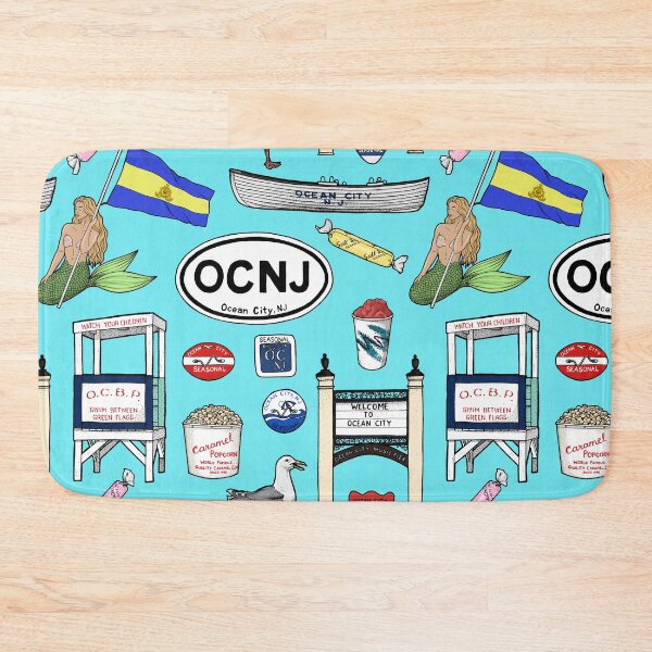 Item preview, Ocean City New Jersey Pattern - Aqua designed and sold by Elizabeth Weglein.