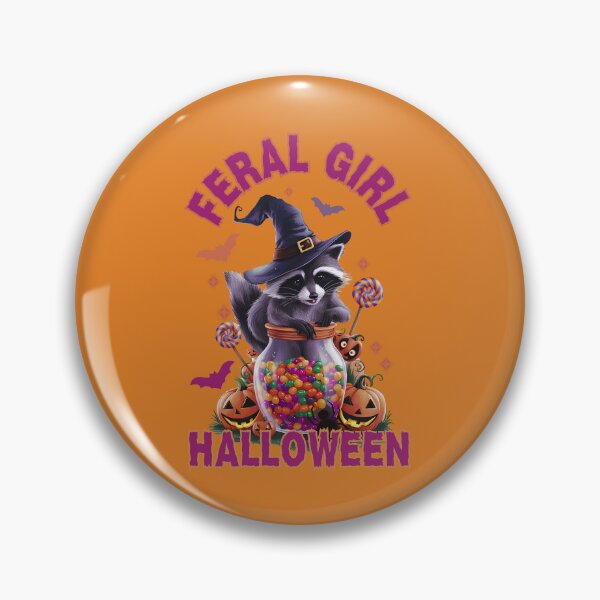 Item preview, Feral Girl Halloween: Cute Raccoon Witch With Candy and Pumpkins designed and sold by elynne9.