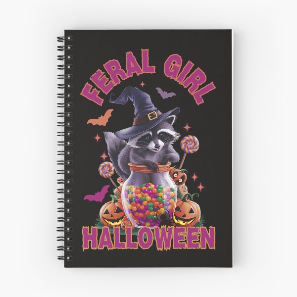 Item preview, Feral Girl Halloween: Cute Raccoon Witch With Candy and Pumpkins designed and sold by elynne9.