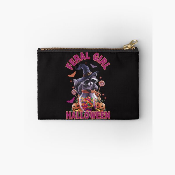 Item preview, Feral Girl Halloween: Cute Raccoon Witch With Candy and Pumpkins designed and sold by elynne9.
