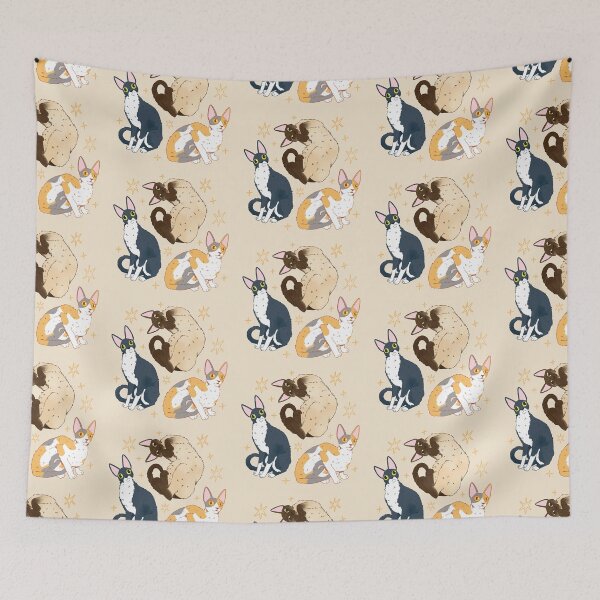 Item preview, Cute Cornish Rex Cat Trio Illustration - Perfect for Cat Lovers designed and sold by YaraCuteArt.