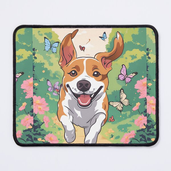 Artikelvorschau, Hund und schmetterlinge laufen und fliegen entworfen und verkauft von Rainbow Paws Garden.