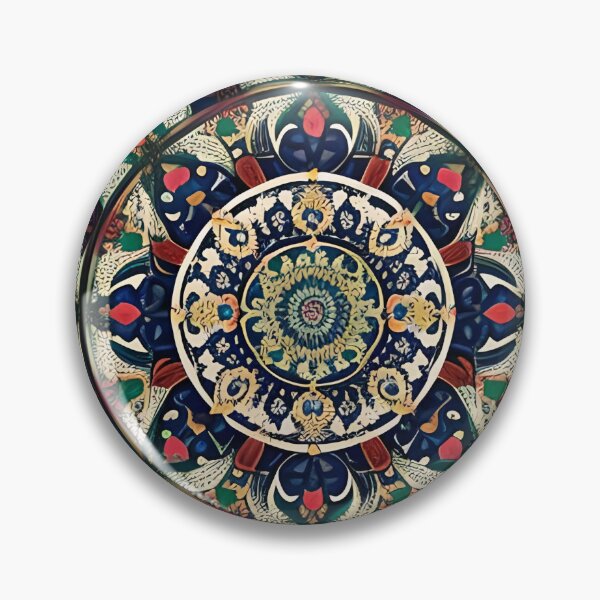 Item preview, Floral mandala with blue and orange details designed and sold by MandalasShops.