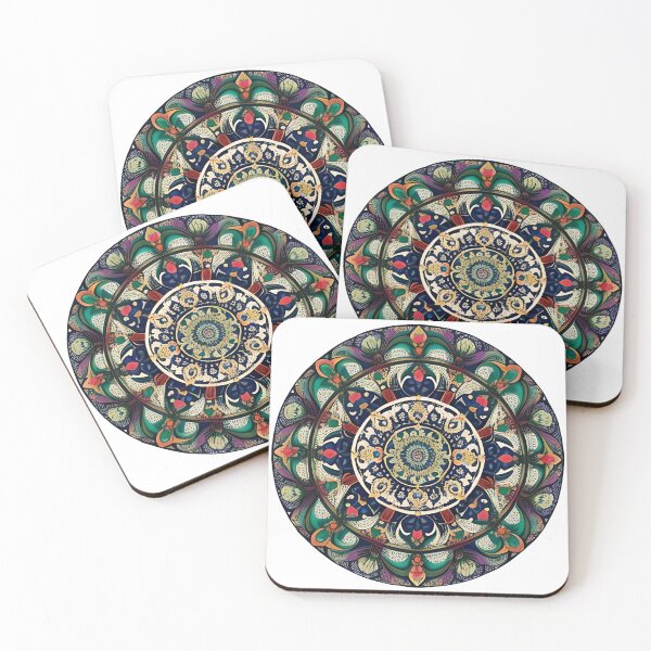 Item preview, Floral mandala with blue and orange details designed and sold by MandalasShops.