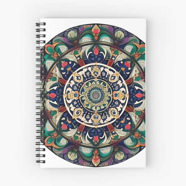 Item preview, Floral mandala with blue and orange details designed and sold by MandalasShops.