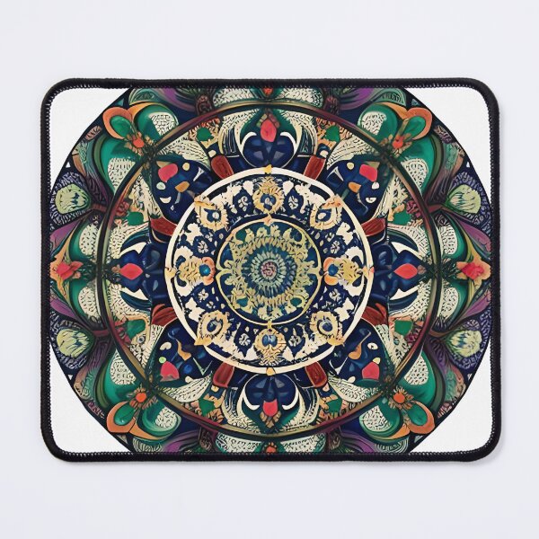 Item preview, Floral mandala with blue and orange details designed and sold by MandalasShops.